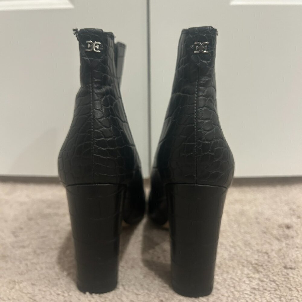 Sam Edelman Black Slip on Leather Heeled Booties Women’s Size 8 - Picture 4 of 6